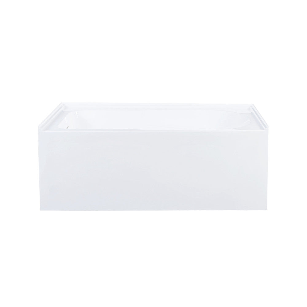 Voltaire 54 x 30 Skirted Left Drain Soaking Apron Bathtub in Glossy White with Integrated Overflow and Armrest, Drain Included