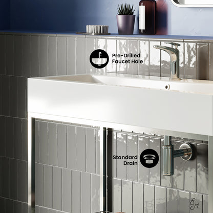 Pierre 40 Single, Freestanding, Open Shelf, Chrome Metal Frame Bathroom Vanity