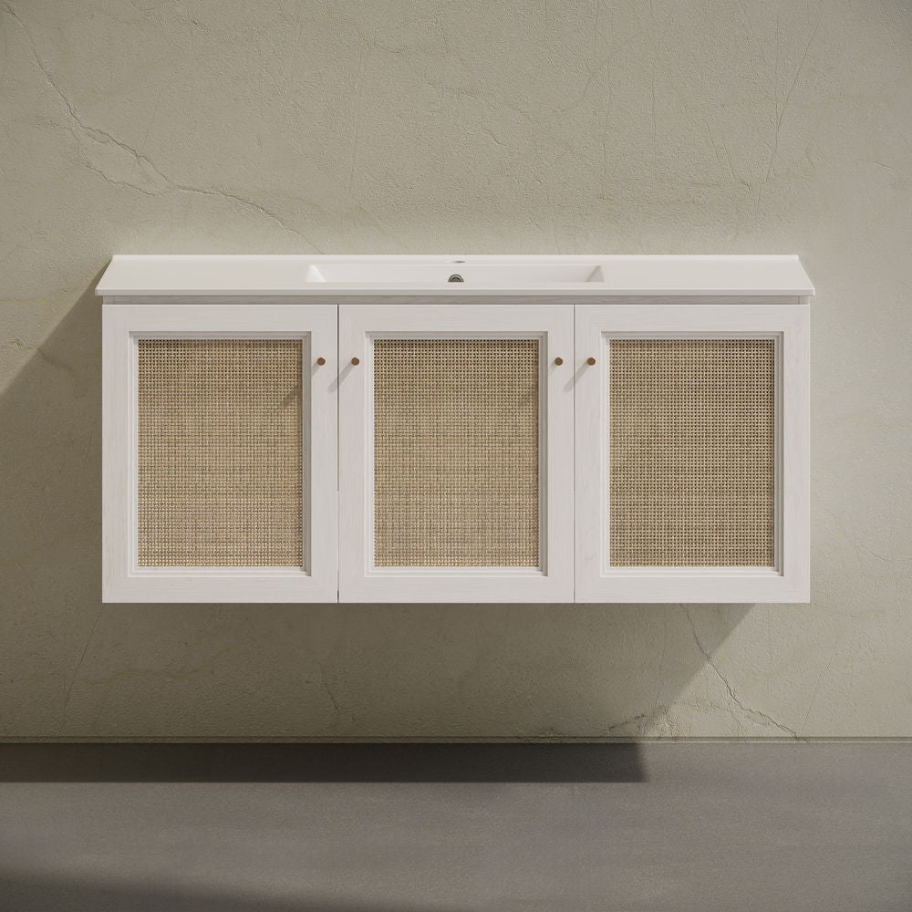 Classe 48" Wall-Mounted Bathroom Vanity in White Oak with Single Faucet Hole Vanity Top