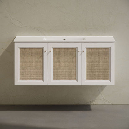 Classe 48" Wall-Mounted Bathroom Vanity in White Oak with Single Faucet Hole Vanity Top