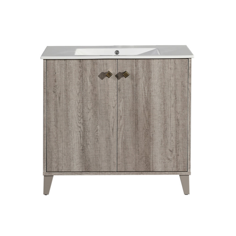 Eclair 36" Freestanding Bathroom Vanity in Gray Oak with Sink Top