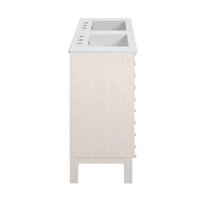 Cascade 48" Freestanding Bathroom Vanity in White Oak with 3-Hole Widespread Double Basin Sink Top