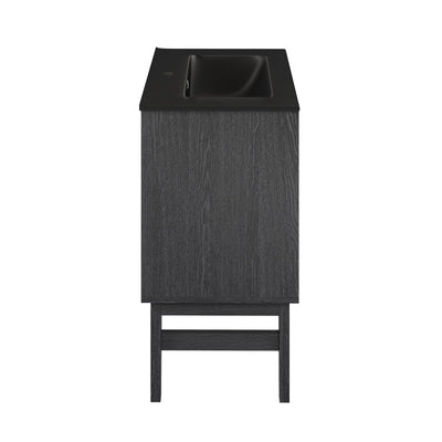 Bosse 24" Freestanding Bathroom Vanity in Black Oak with Black Sink Top