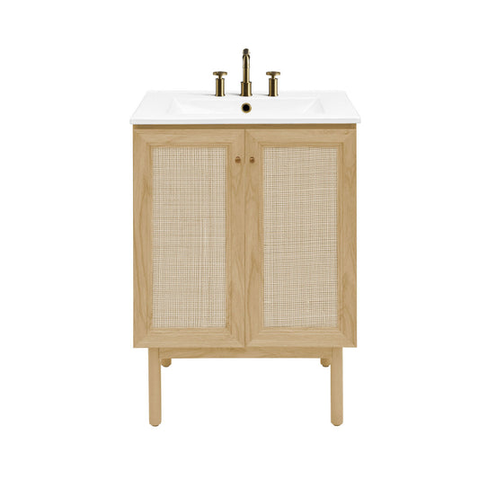 Classe 24" Freestanding Bathroom Vanity in Natural Oak with 3-Hole Centerset Sink Top