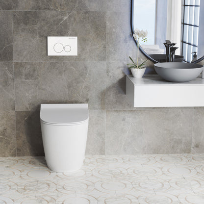 St. Tropez Back-to-Wall Toilet Bundle 0.8/1.6 GPF Dual Flush in Glossy White with White Flush Plate