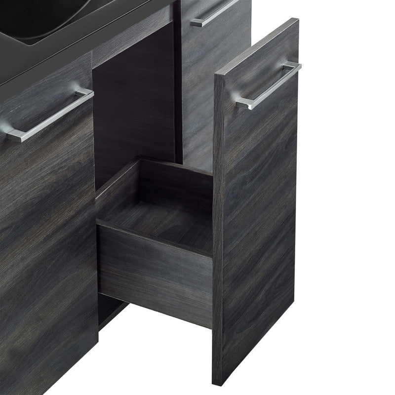 Annecy 60 in. Black Walnut, Double Basin Bathroom Vanity With Black Artificial Stone Sink Top