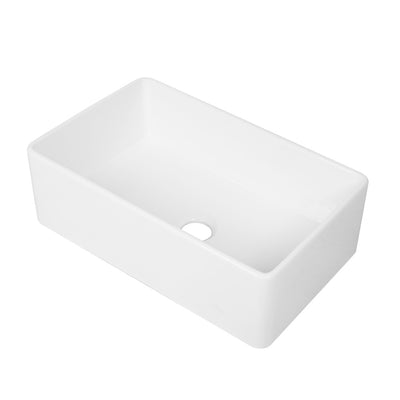 Elegance 33" Single Basin Fireclay Farmhouse Kitchen Sink in Glossy White