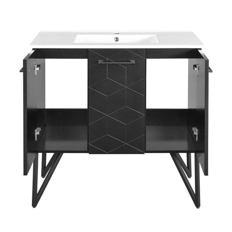 Annecy 36" Freestanding Bathroom Vanity in Phantom Black with Sink Top