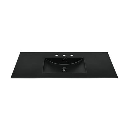 48" 3-Hole Widespread Vanity Sink Top in Glossy Black