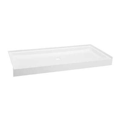 Voltaire 60" x 30" Acrylic White, Single-Threshold, Center Drain, Shower Base