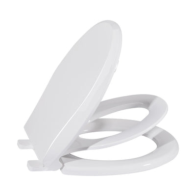 Round Toilet Seat with Toddler Seat Built In, Family Toilet Seat in Glossy White