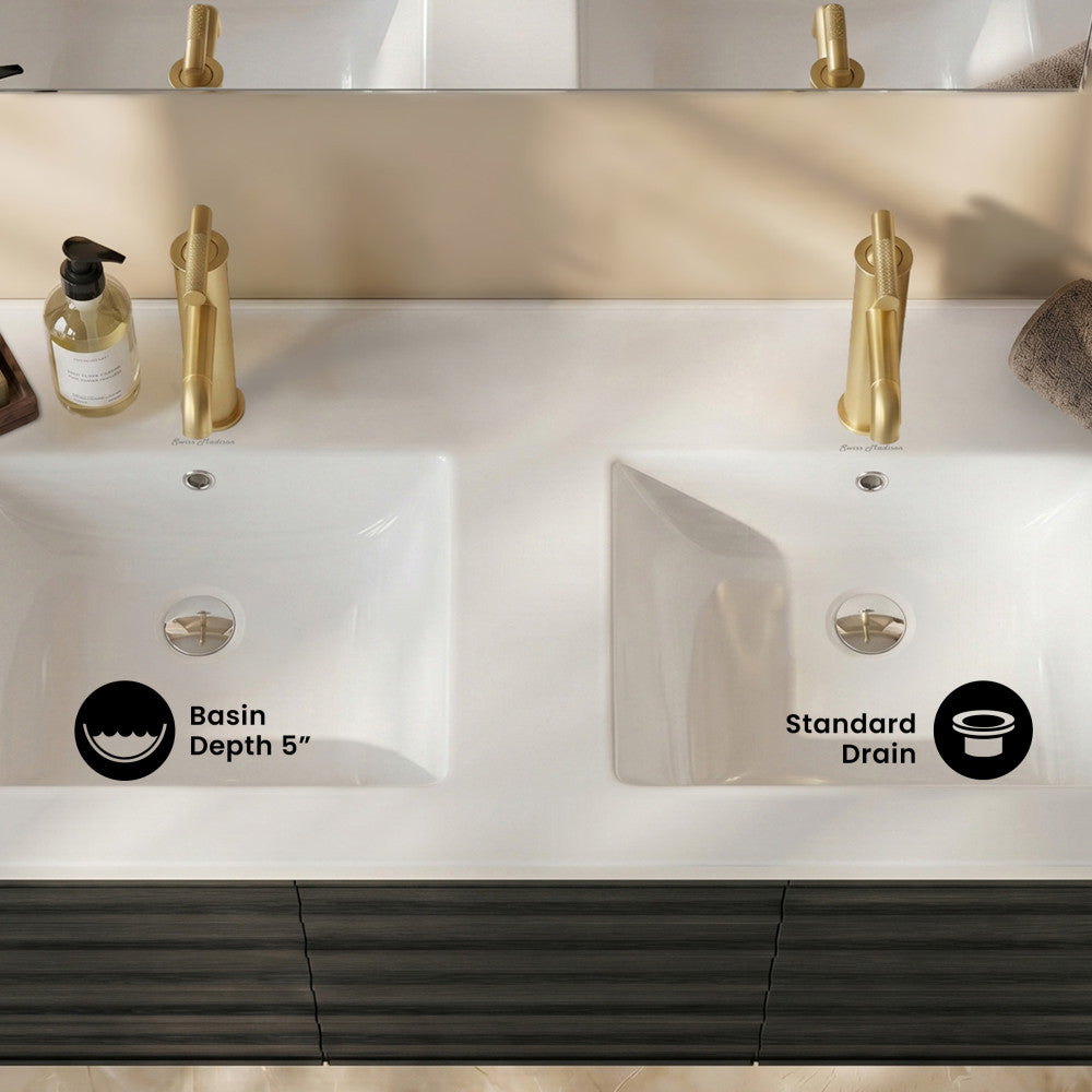 48" Double Basin Vanity Sink Top in Glossy White