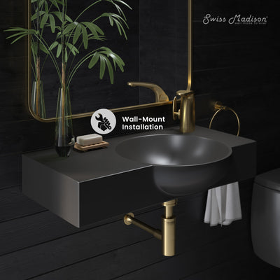 Chateau 30" Right Side Faucet Wall-Mount Bathroom Sink in Matte Black