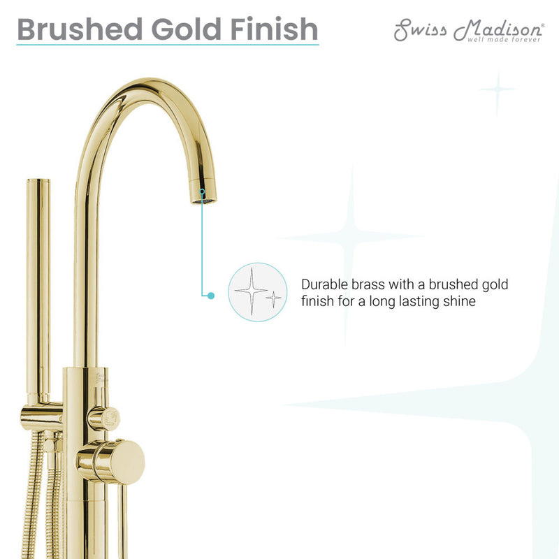 Ivy Freestanding Bathtub Faucet in Brushed Gold