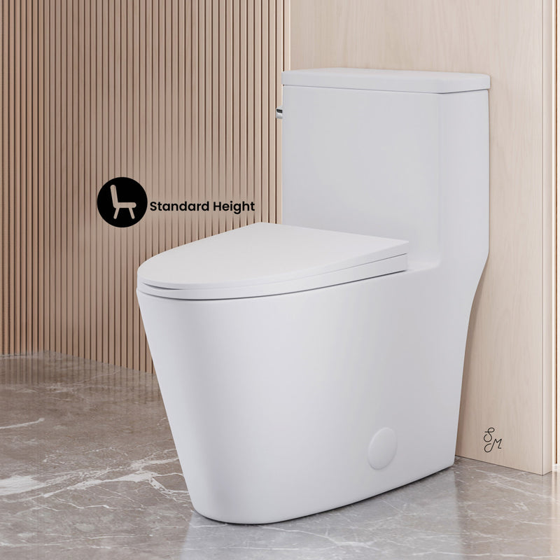 Dreux One-Piece 12" Rough-in 1.28 GPF Left Flush Elongated Toilet in Glossy White