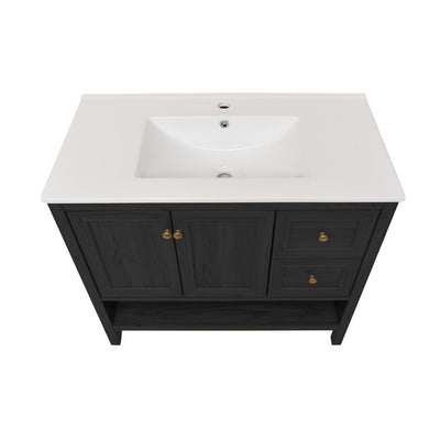 Château 36" Freestanding Bathroom Vanity in Black Oak with Sink Top