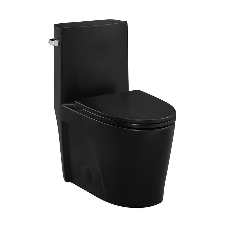 St. Tropez One-Piece Elongated Toilet Left Side Vortex Flush Handle in Matte Black 1.28 gpf