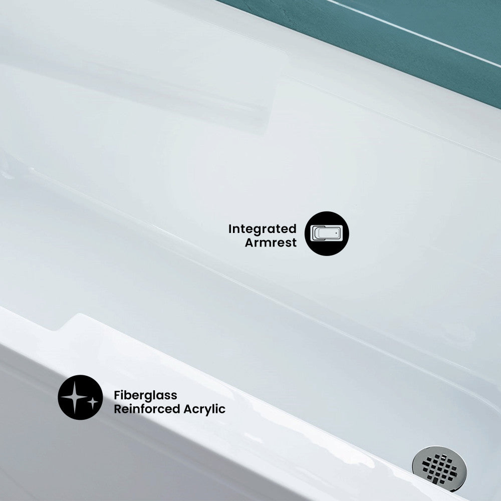 Ivy 60" x 30" Right-Hand Drain Alcove Bathtub with Apron