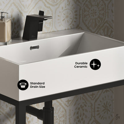 Concorde 24" Rectangle Console Sink with Matte Black Legs