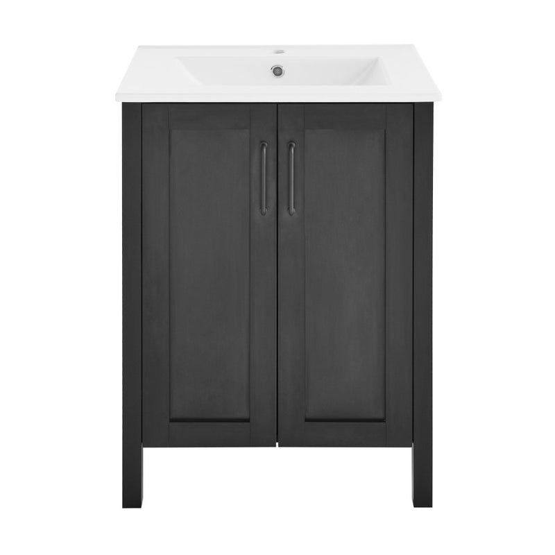 Avallon 24" Freestanding Bathroom Vanity in Black with Sink Top
