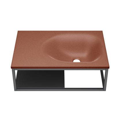 Lisse 24" Rectangle Concrete Wall-Mount Bathroom Sink in Terracotta with Matte Black Frame