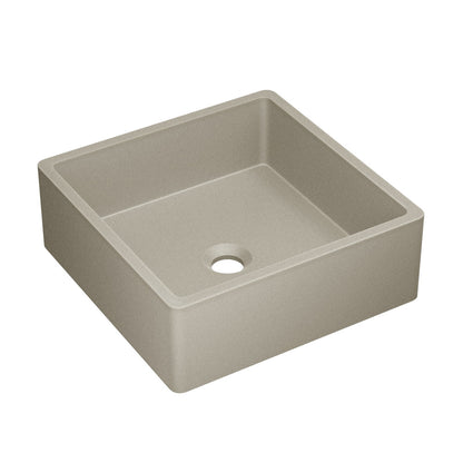 Lisse 15.5" Concrete Square Vessel Sink in Matte Taupe