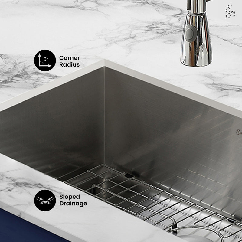 Tourner 27 x 19 Stainless Steel, Single Basin, Undermount Kitchen Sink