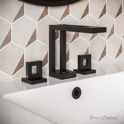 Pierre Widespread, Double Handle, Bathroom Faucet in Matte Black