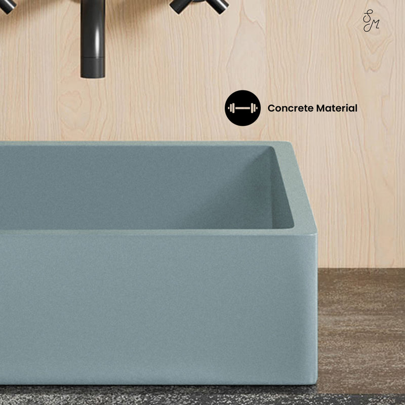 Lisse 15.5" Concrete Square Vessel Sink in Matte Powder Blue