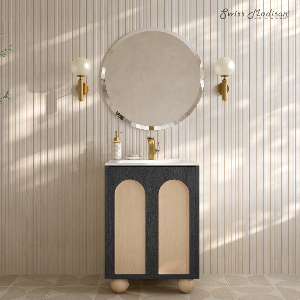Porte 24" Freestanding Bathroom Vanity in Black Oak with Sink Top