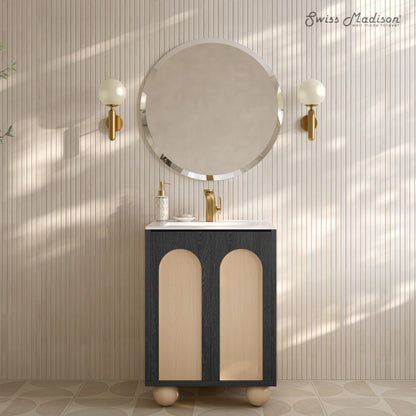 Porte 24" Freestanding Bathroom Vanity in Black Oak with Sink Top