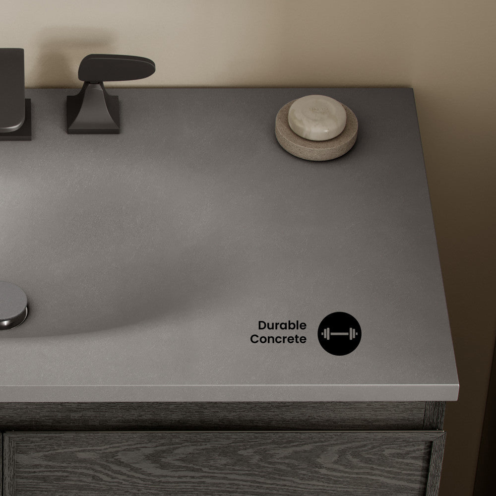 36" 3-Hole Widespread Concrete Vanity Sink Top in Matte Dark Gray