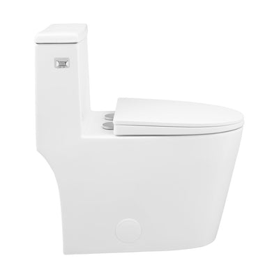 Dreux One-Piece 12" Rough-in 1.28 GPF Left Flush Elongated Toilet in Glossy White