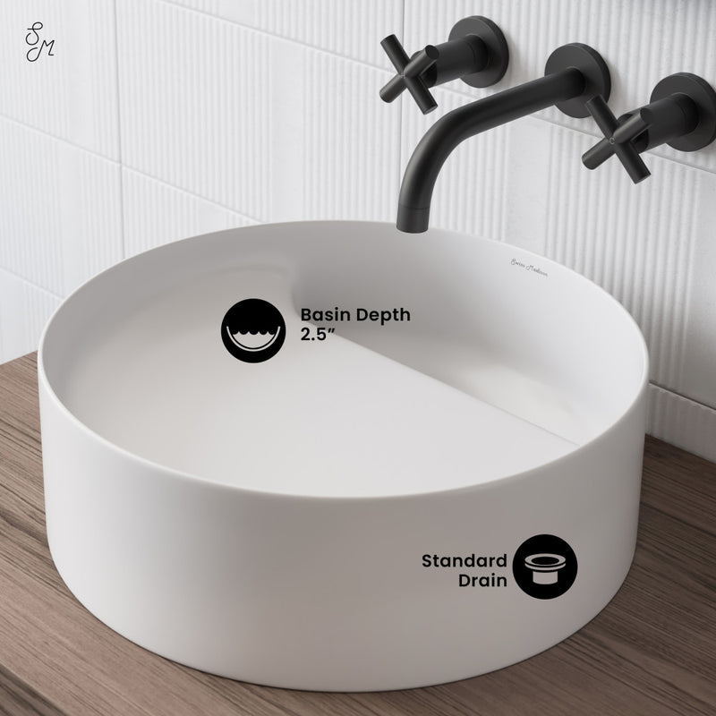 Beau 16.5" Round Vessel Bathroom Sink in Matte White