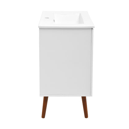 Manoir 24" Freestanding Bathroom Vanity in White with Sink Top