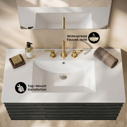 36" Ceramic Vanity Top with Three Faucet Holes