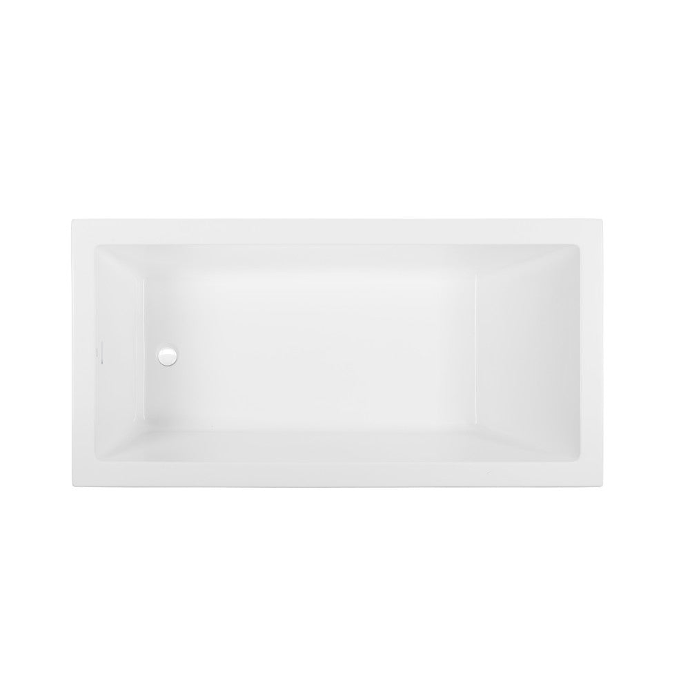 Voltaire 60 x 30 Reversible Drain Soaking Drop-in Bathtub in Glossy White with Integrated Overflow, Drain Included