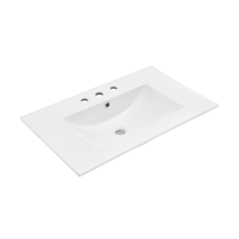 30" 3-Hole Widespread Vanity Sink Top in Glossy White