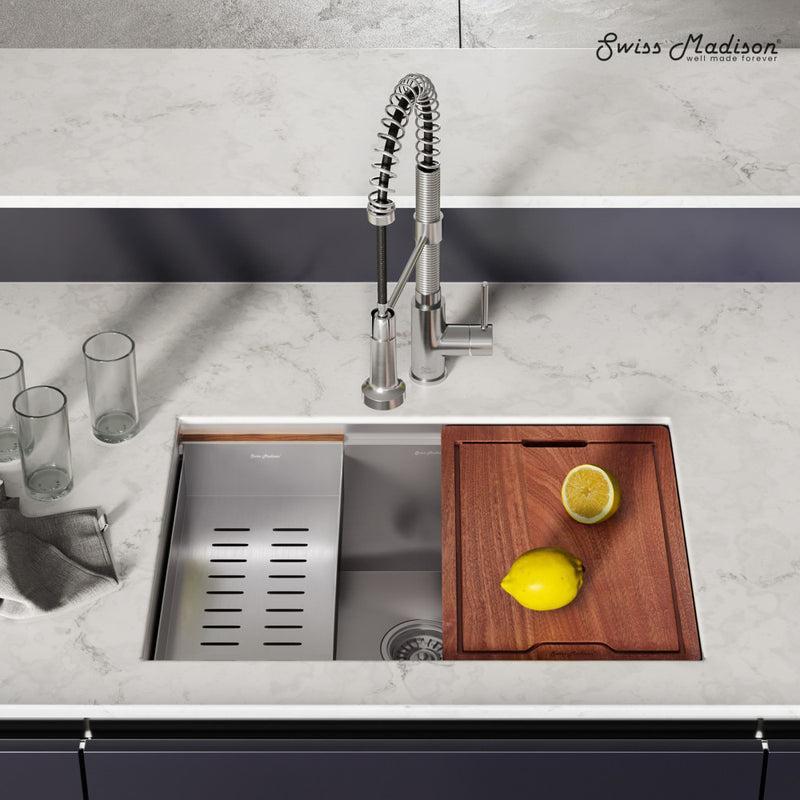 Rivage 27 x 19 Single Basin Undermount Kitchen Workstation Sink