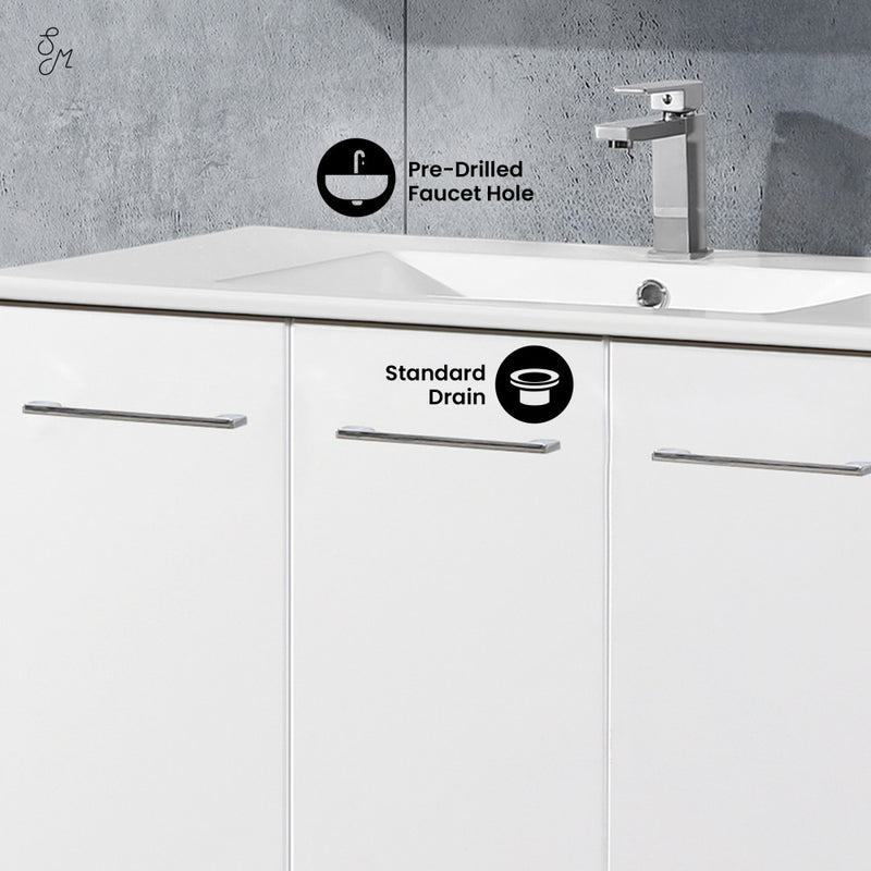 Annecy 36" Freestanding Bathroom Vanity in White with Sink Top