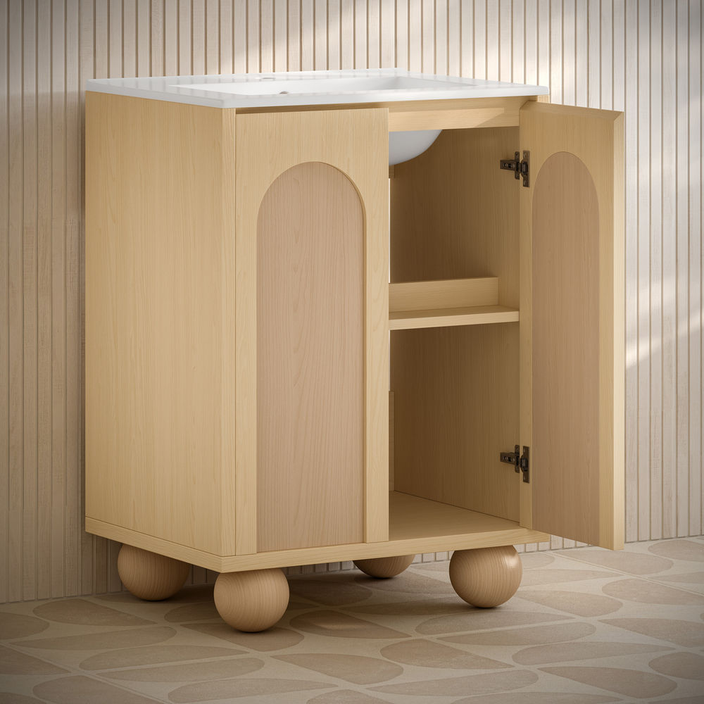 Porte 24" Freestanding Bathroom Vanity in Natural Oak with Sink Top