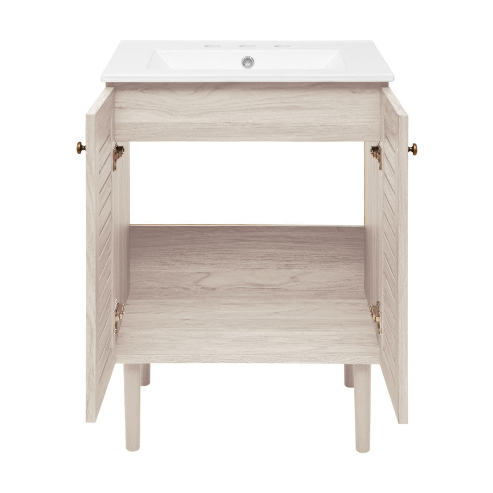 Bron 24" Freestanding Bathroom Vanity in White Oak with 3-Hole Widespread Sink Top