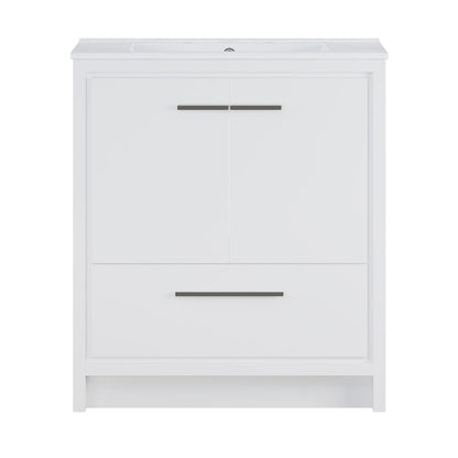 Virage 30" Freestanding Bathroom Vanity in White with 3-Hole Widespread Sink Top