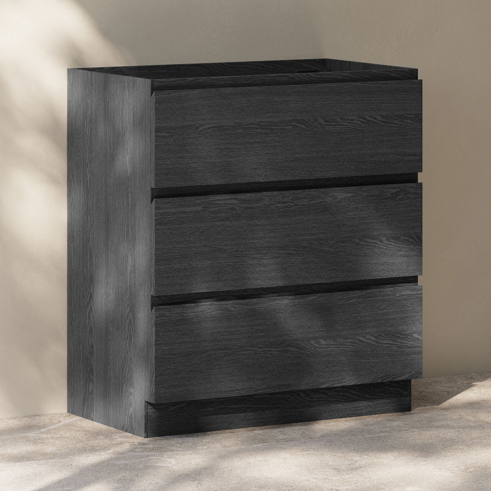 Liberte 30" Freestanding Bathroom Vanity Cabinet without Top in Black Oak