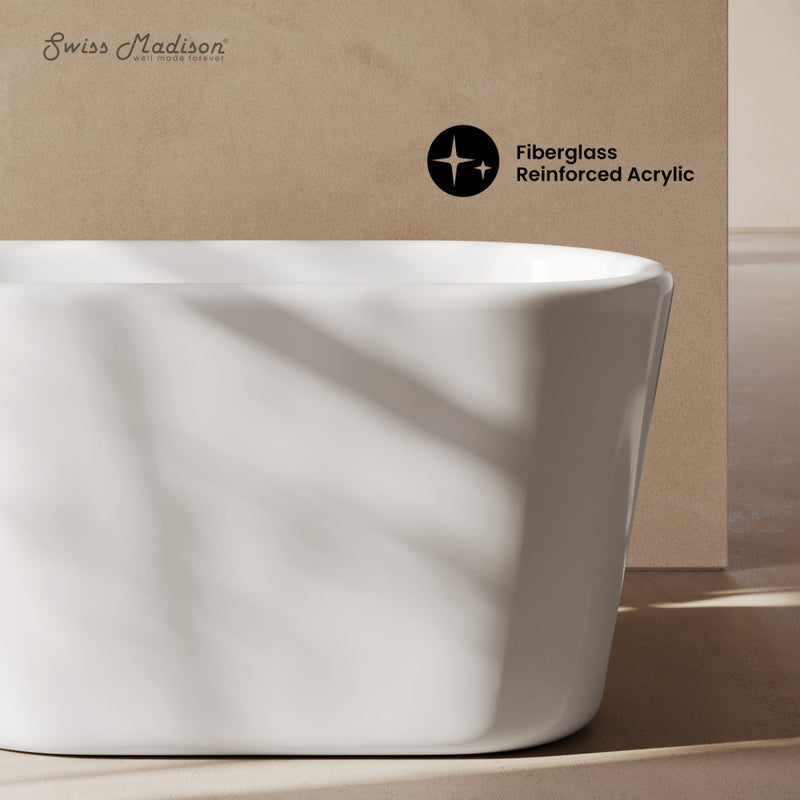 Nanterre 51" Japanese Soaking Freestanding Bathtub in Glossy White, Drain Included