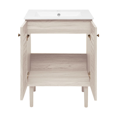 Bron 24" Freestanding Bathroom Vanity in White Oak with Sink Top