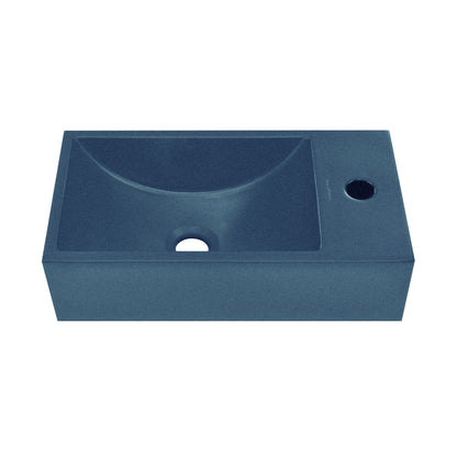 Lisse 16" Concrete Rectangle Wall-Mounted Sink with Right Side Faucet Mount in Matte Royal Blue