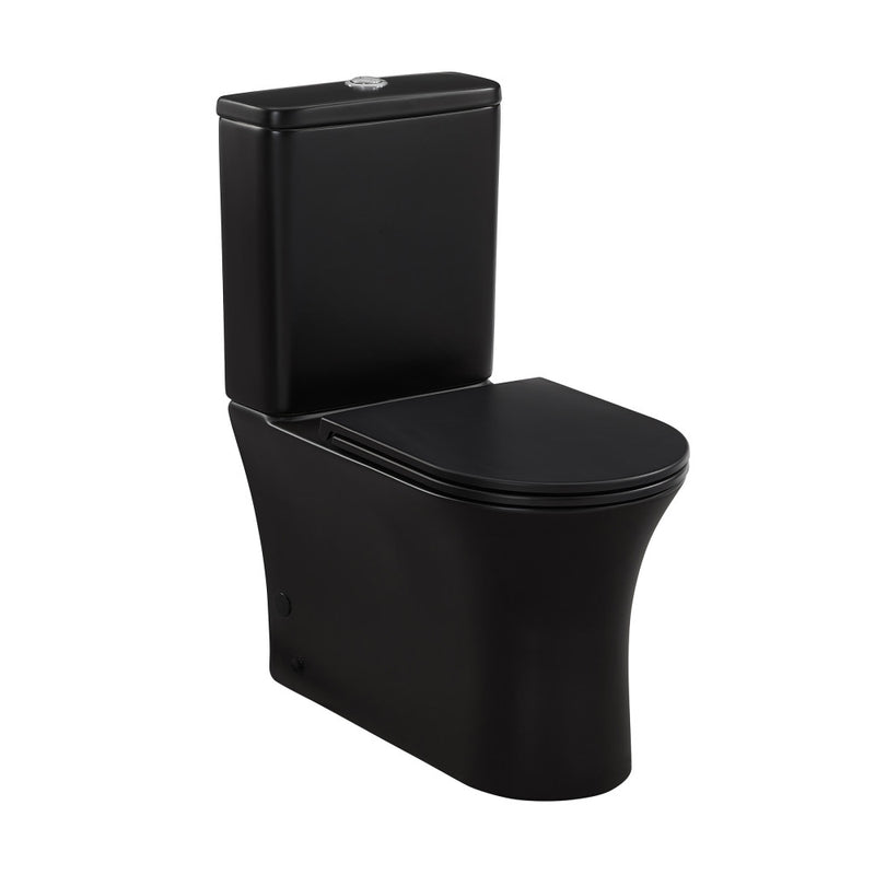 Calice Two-Piece Elongated Rear Outlet Toilet Dual-Flush 0.8/1.28 gpf in Matte Black