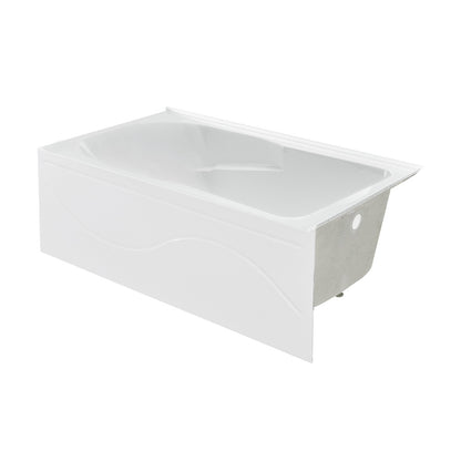 Ivy 54 x 30 Right Drain Soaking Alcove Corner Apron Bathtub in Glossy White
