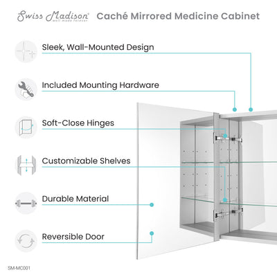 Cache 20 in. x 30 in. Mirrored Aluminum Medicine Cabinet